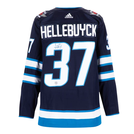 Connor Hellebuyck Autographed Winnipeg Jets Blue adidas Jersey