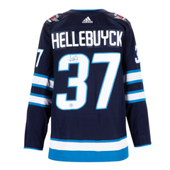 Connor Hellebuyck Autographed Winnipeg Jets Blue adidas Jersey