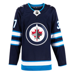 Connor Hellebuyck Autographed Winnipeg Jets Blue adidas Jersey