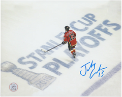 Johnny Gaudreau Autographed Calgary Flames Aerial Pursuit 8x10 Photo