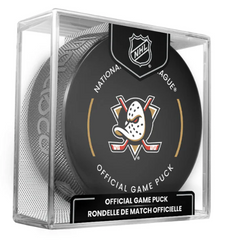 NHL Anaheim Ducks Officially Licensed 2024-25 Team Game Hockey Puck Design- In Cube