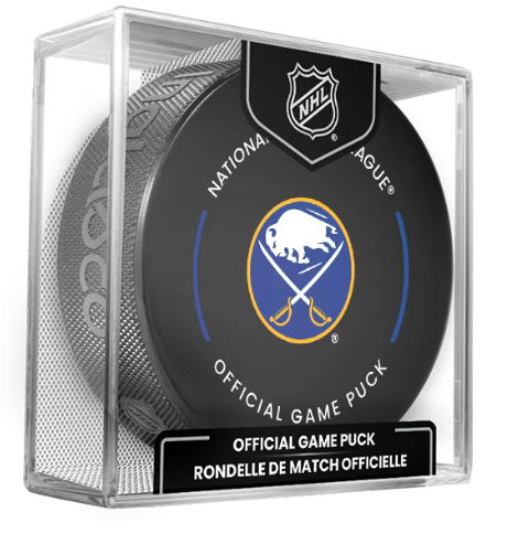 NHL Buffalo Sabres Club Officially Licensed 2024-25 Team Game Hockey Puck Design- In Cube