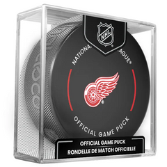 NHL Detroit Red Wings Officially Licensed 2024-25 Team Game Hockey Puck Design- In Cube
