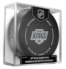 NHL Los Angeles Kings Officially Licensed 2024-25 Team Game Hockey Puck Design- In Cube