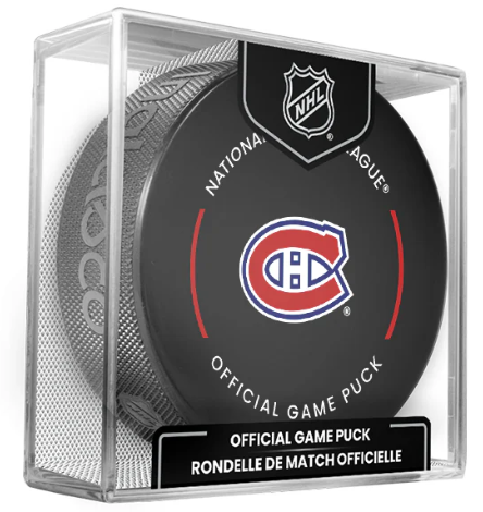 NHL Montreal Canadiens Officially Licensed Team Game Hockey Puck Design- In Cube