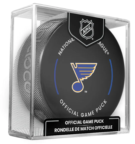 NHL St. Louis Blues Officially Licensed Team Game Hockey Puck Design- In Cube