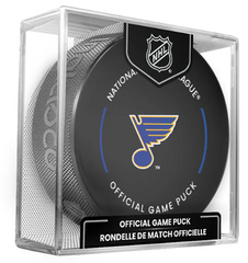NHL St. Louis Blues Officially Licensed Team Game Hockey Puck Design- In Cube