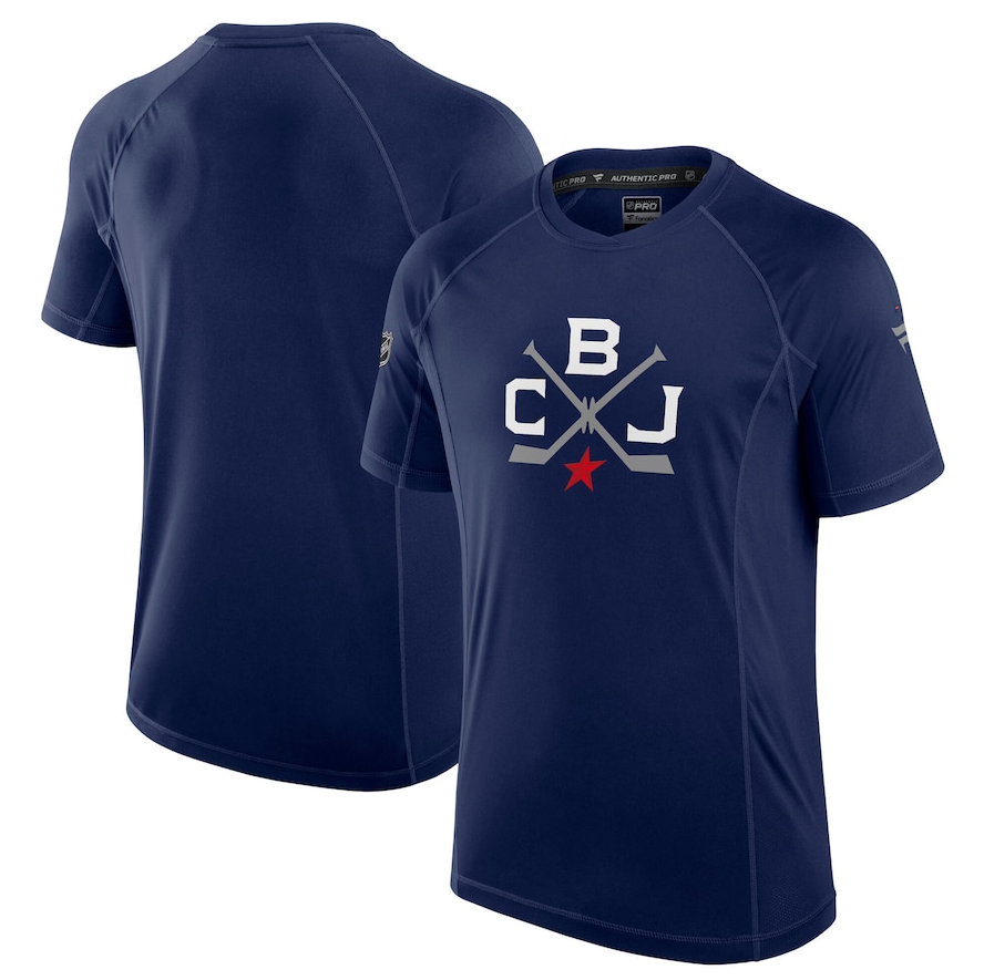 Men's Columbus Blue Jackets Fanatics Navy 2025 NHL Stadium Series Authentic Pro Tech T-Shirt