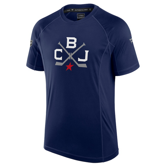 Men's Columbus Blue Jackets Fanatics Navy 2025 NHL Stadium Series Authentic Pro Tech T-Shirt