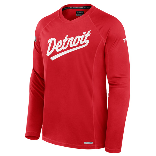 Detroit Red Wings Fanatics 2025 NHL Stadium Series Authentic Pro Long Sleeve Tech T-Shirt - Red