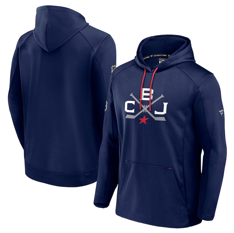 Men's Fanatics Navy Columbus Blue Jackets 2025 NHL Stadium Series Authentic Pro Pullover Hoodie
