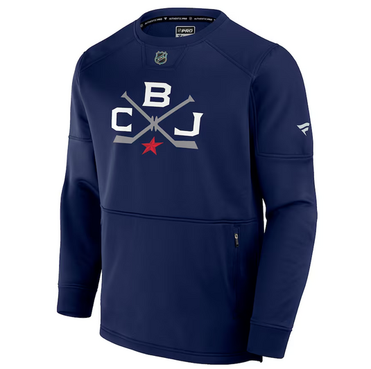 Men's Columbus Blue Jackets Fanatics Navy 2025 NHL Stadium Series Authentic Pro Fleece Pullover Sweatshirt