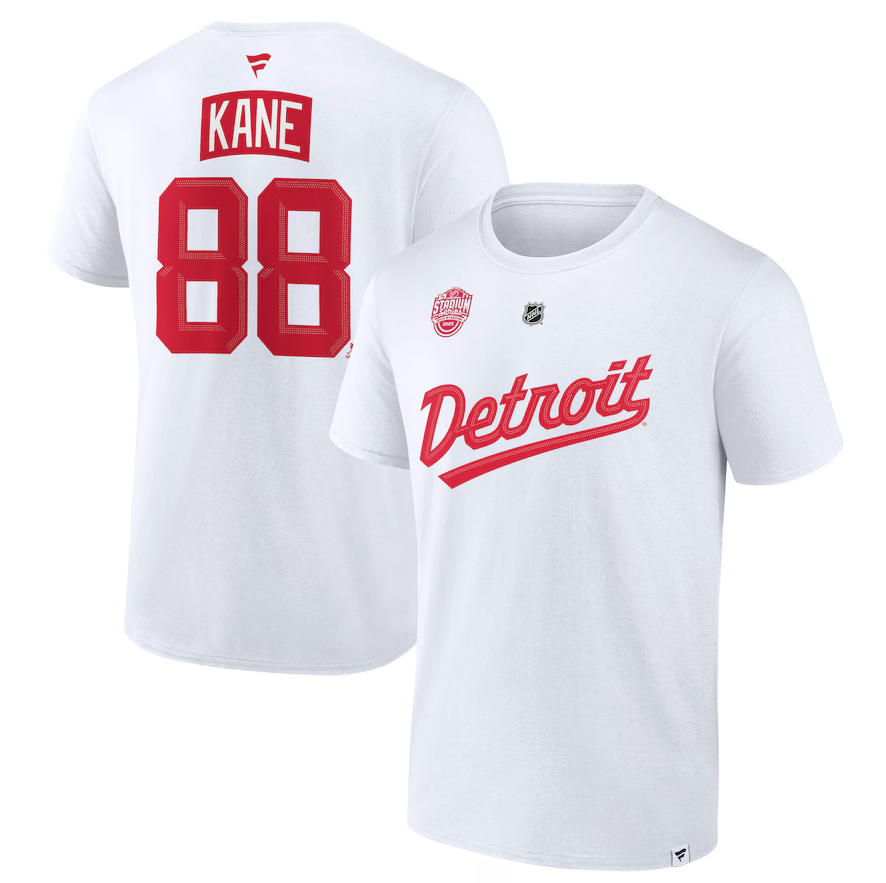 Patrick Kane Detroit Red Wings Fanatics 2025 NHL Stadium Series Authentic Stack Name & Number T-Shirt - White