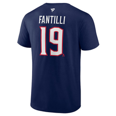 Men's Columbus Blue Jackets Adam Fantilli Fanatics Navy 2025 NHL Stadium Series Authentic Stack Name & Number T-Shirt