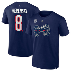 Men's Columbus Blue Jackets Zach Werenski Fanatics Navy 2025 NHL Stadium Series Authentic Stack Name & Number T-Shirt