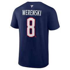 Men's Columbus Blue Jackets Zach Werenski Fanatics Navy 2025 NHL Stadium Series Authentic Stack Name & Number T-Shirt