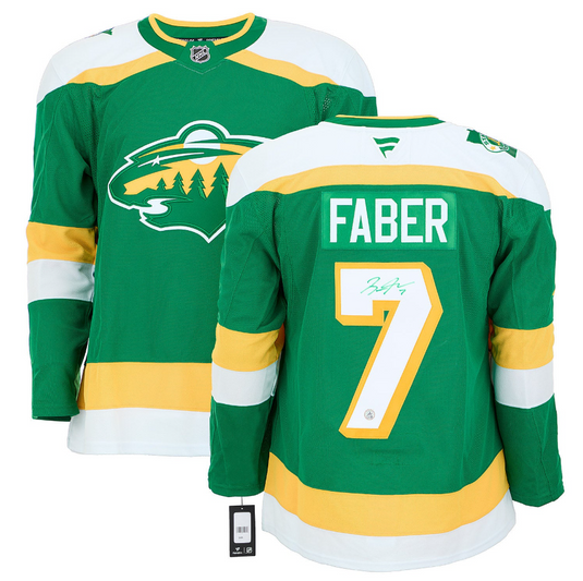 Brock Faber Signed Minnesota Wild Classic Alternate Fanatics Premium Jersey
