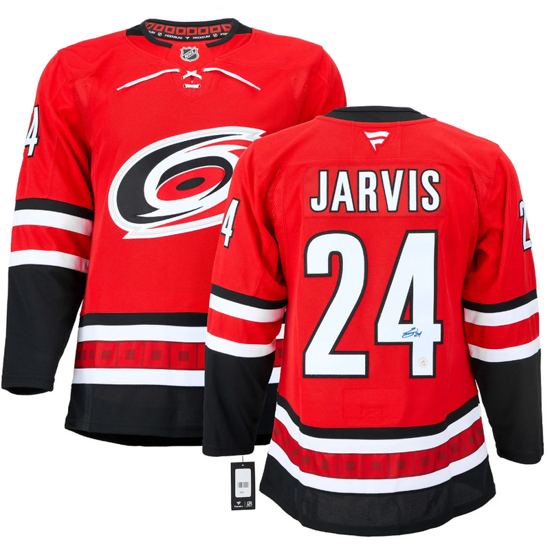 Load image into Gallery viewer, Seth Jarvis Signed Carolina Hurricanes Alt Red Fanatics Premium Jersey

