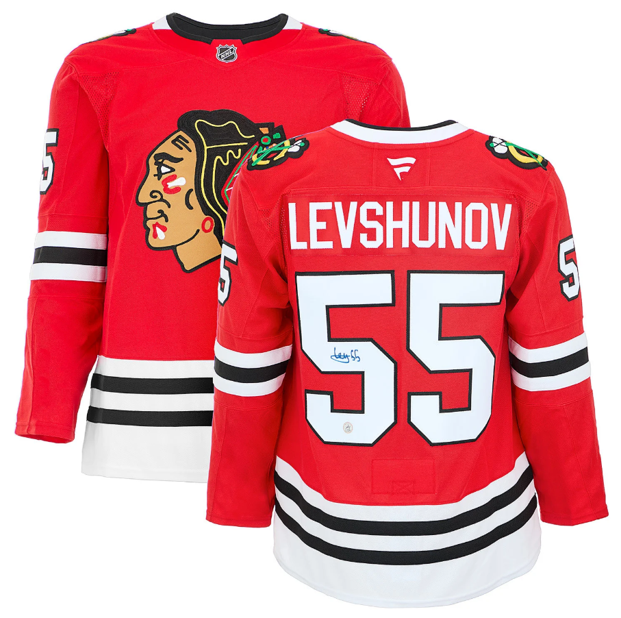 Artyom Levshunov Signed Chicago Blackhawks Fanatics Premium Jersey