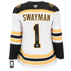 Jeremy Swayman Signed Boston Bruins White Fanatics Premium Jersey
