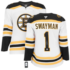 Jeremy Swayman Signed Boston Bruins White Fanatics Premium Jersey