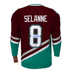 Teemu Selanne Signed Anaheim Mighty Ducks Throwback Mitchell & Ness Jersey
