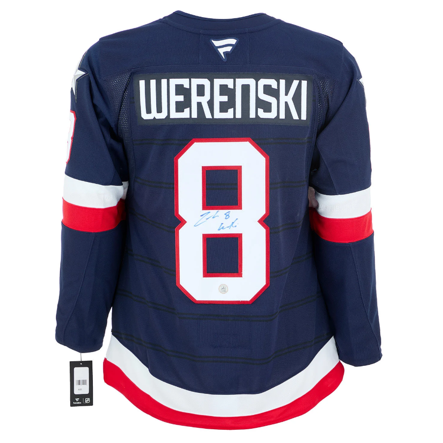 Zach Werenski Signed Team USA 4 Nations Face-Off Fanatics Premium Jersey