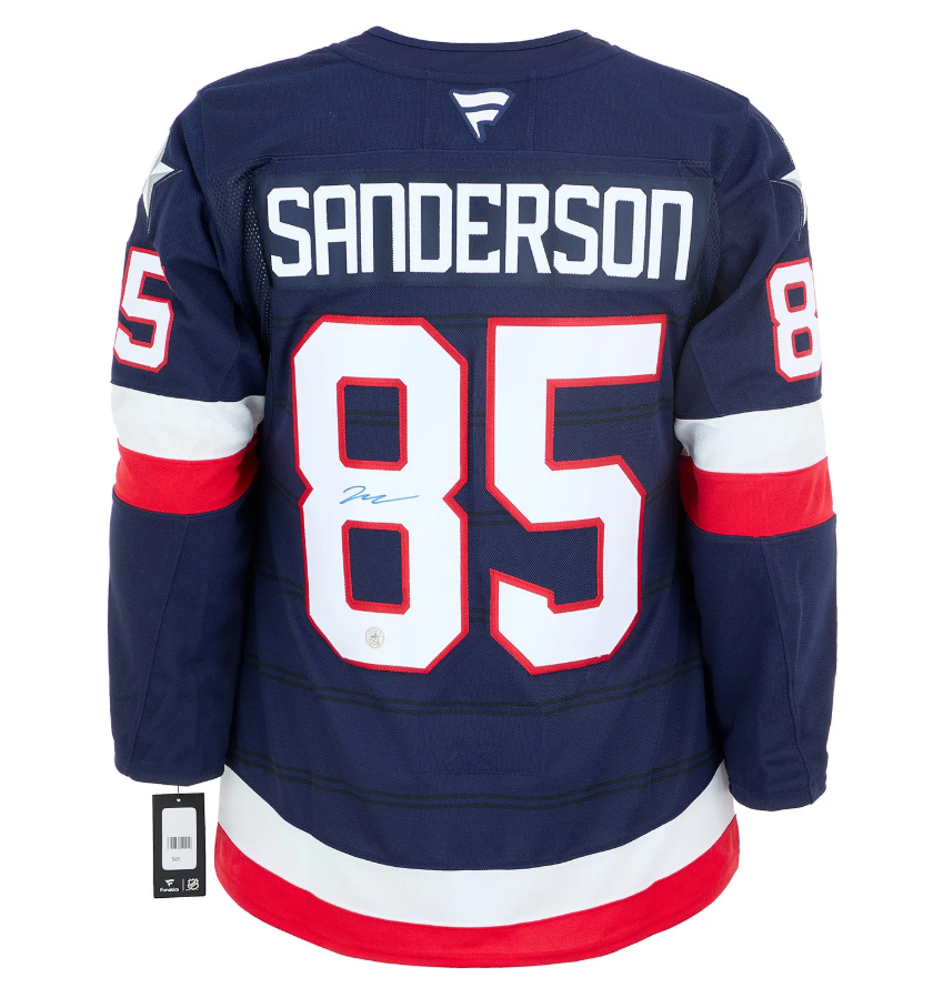 Jake Sanderson Signed Team USA 4 Nations Face-Off Fanatics Premium Jersey