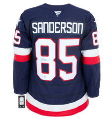Jake Sanderson Signed Team USA 4 Nations Face-Off Fanatics Premium Jersey