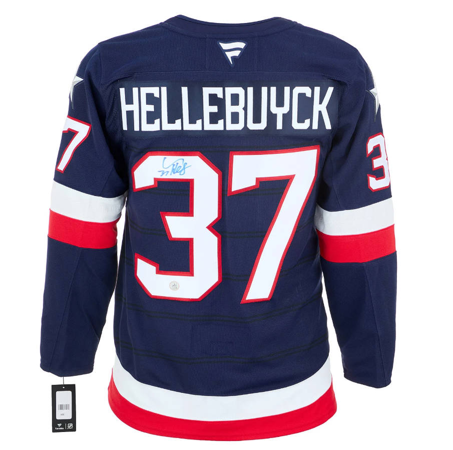 Connor Hellebuyck Signed Team USA 4 Nations Face-Off Fanatics Premium Jersey