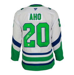 Sebastian Aho Signed Carolina Hurricanes Whalers Heritage Fanatics Premium Jersey