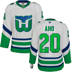 Sebastian Aho Signed Carolina Hurricanes Whalers Heritage Fanatics Premium Jersey