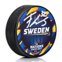 Filip Gustavsson Signed Team Sweden NHL 4 Nations Face-Off Hockey Puck