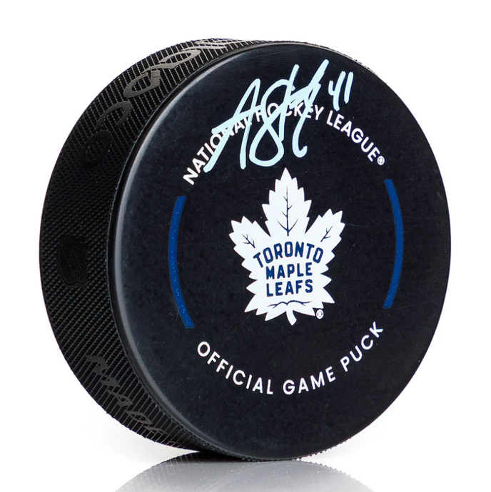 Anthony Stolarz Signed Toronto Maple Leafs Official Game Puck