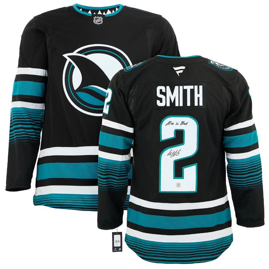 Will Smith Signed San Jose Sharks Black Fanatics Jersey with Men in Black Note