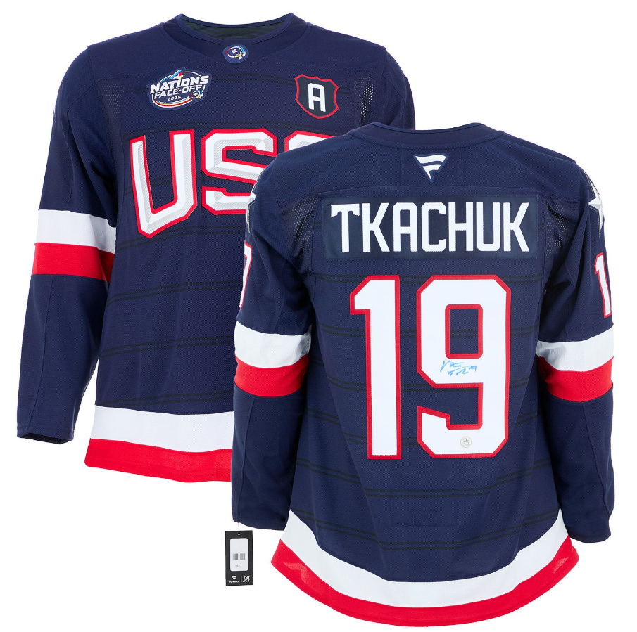 Matthew Tkachuk Signed Team USA 4 Nations Face-Off Fanatics Premium Jersey