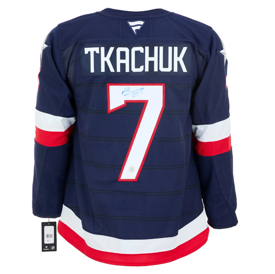 Brady Tkachuk Signed Team USA 4 Nations Face-Off Fanatics Premium Jersey
