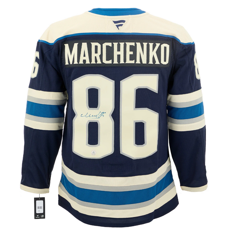 Load image into Gallery viewer, Kirill Marchenko Signed Columbus Blue Jackets Alt Cannon Fanatics Premium Jersey
