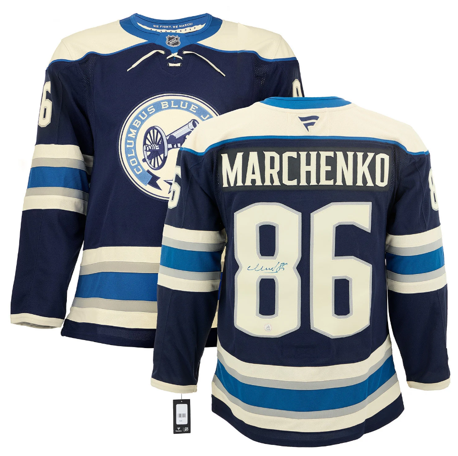 Kirill Marchenko Signed Columbus Blue Jackets Alt Cannon Fanatics Premium Jersey