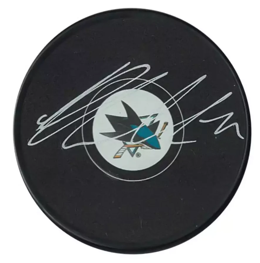 Macklin Celebrini Autographed San Jose Sharks Hockey Puck