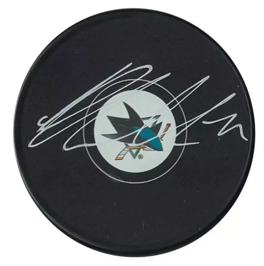 Macklin Celebrini Autographed San Jose Sharks Hockey Puck
