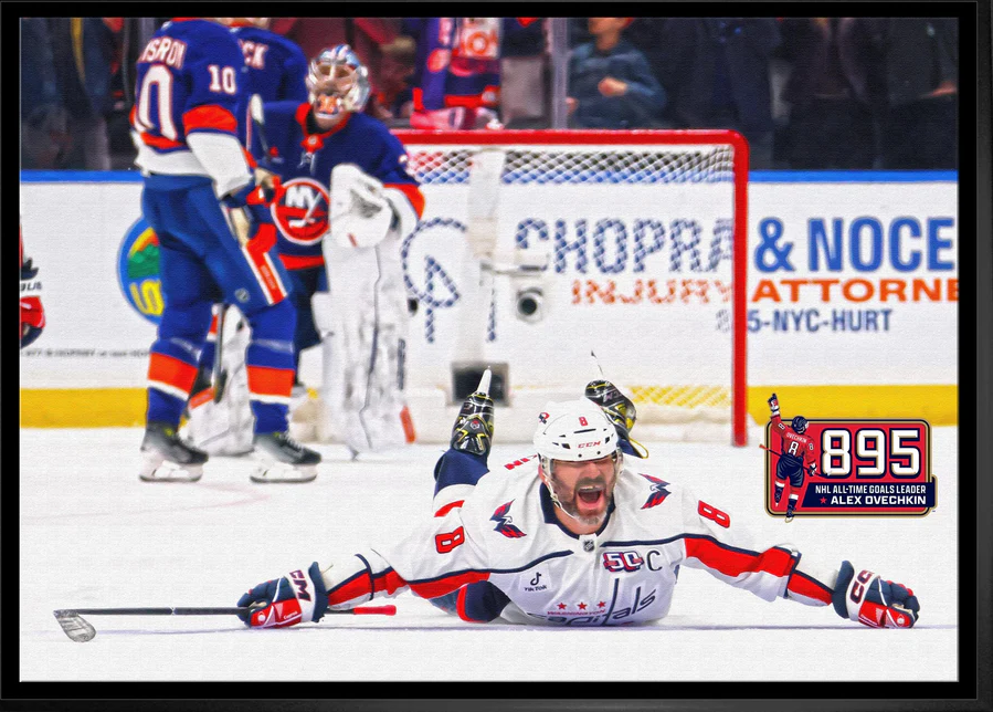 Alexander Ovechkin 20x29 Framed Canvas 895 Goals Celebration Washington Capitals