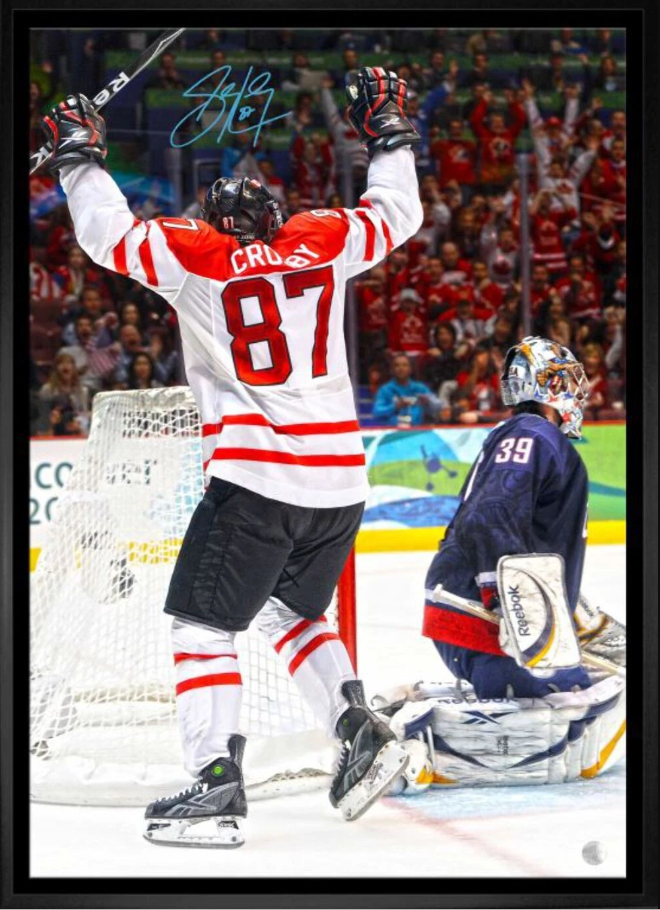 Sidney Crosby Team Canada Signed Framed 20x29 Golden Goal Canvas