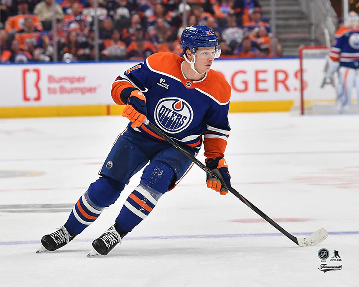 Pre-Order - Trent Frederic Autographed Edmonton Oilers Home 8x10 Horizontal Photo