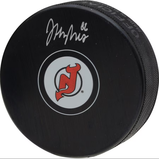 Jack Hughes New Jersey Devils Autographed Hockey Puck
