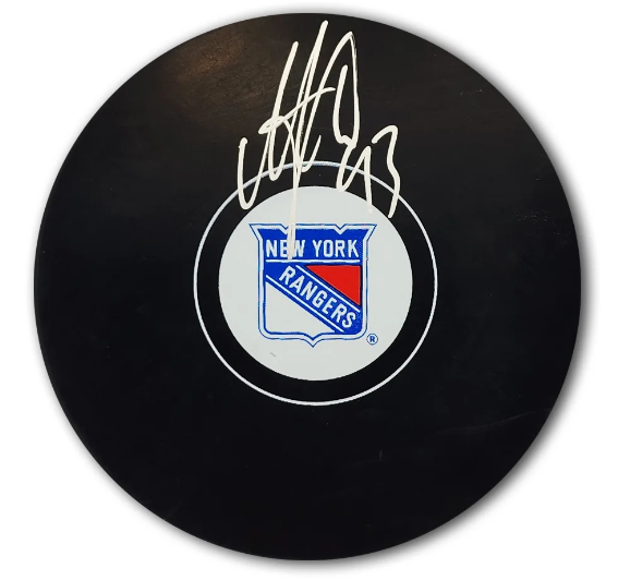 Mika Zibanejad Autographed New York Rangers Hockey Puck