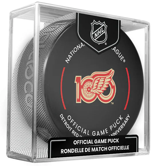 Detroit Red Wings NHL Inglasco 2025-26 100th Anniversary Officially Licensed Game Hockey Puck