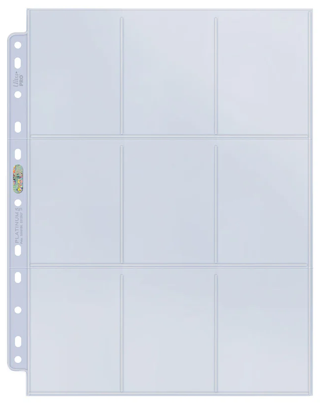 Load image into Gallery viewer, Ultra Pro Platinum Series 9-Pocket 11-Hole Punch Pages (10ct) for Standard Size Cards
