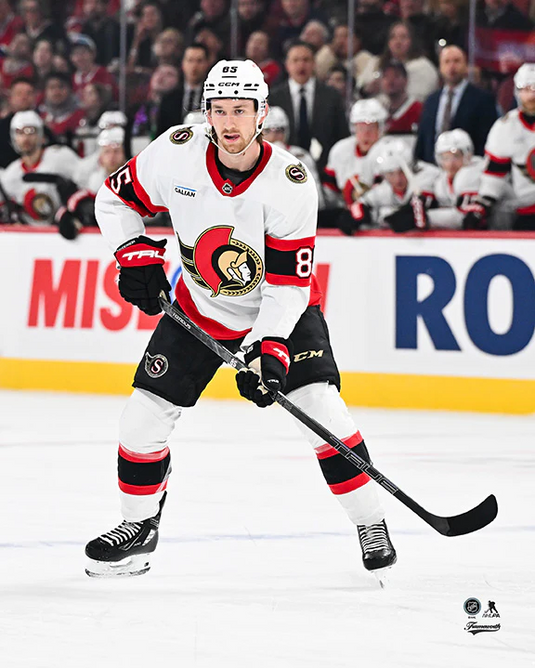 Pre-Order - Jake Sanderson Autographed Ottawa Senators Away 8x10 Photo