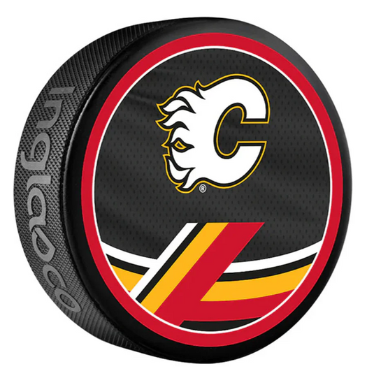 Pre-Order - Dustin Wolf Autographed Calgary Flames Reverse Retro Hockey Puck